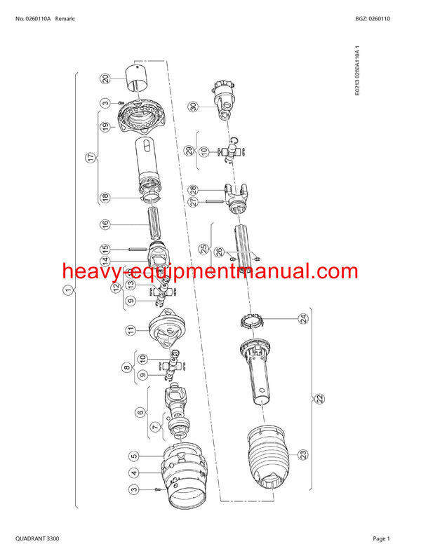 CLAAS QUADRANT 3300 BALER PARTS CATALOG MANUAL SN 75700011-75799999
