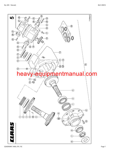CLAAS QUADRANT 3400 / RF / RC BALERS PARTS CATALOG MANUAL SN 74000011-74099999