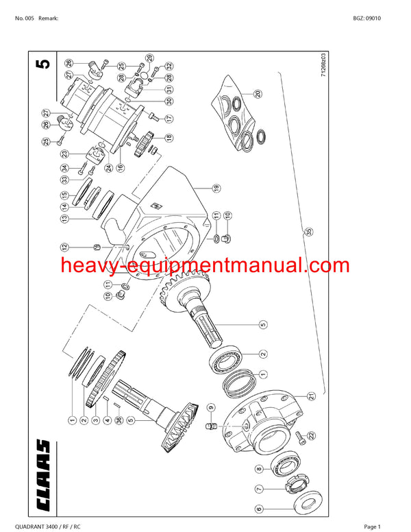 CLAAS QUADRANT 3400 / RF / RC BALERS PARTS CATALOG MANUAL SN 74000011-74099999