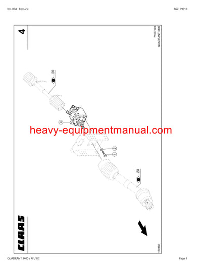CLAAS QUADRANT 3400 / RF / RC BALERS PARTS CATALOG MANUAL SN 74000011-74099999