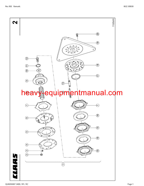 CLAAS QUADRANT 3400 / RF / RC BALERS PARTS CATALOG MANUAL SN 74000011-74099999
