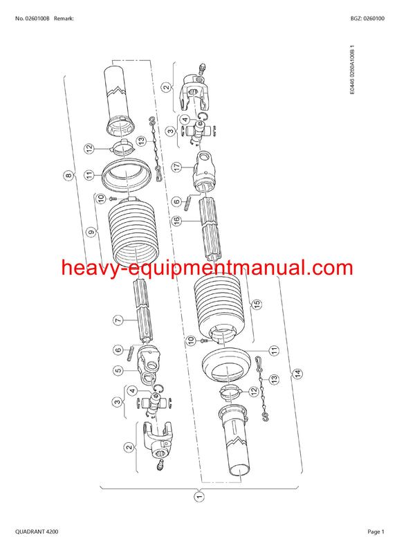 CLAAS QUADRANT 4200 BALERS PARTS CATALOG MANUAL SN J3000011 - J3099999