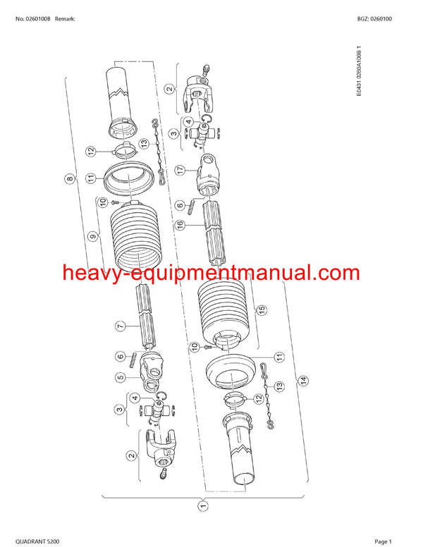 CLAAS QUADRANT 5200 BALERS PARTS CATALOG MANUAL SN J3100011-J3199999