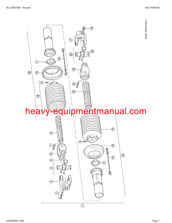 CLAAS QUADRANT 5200 BALERS PARTS CATALOG MANUAL SN J3100011-J3199999