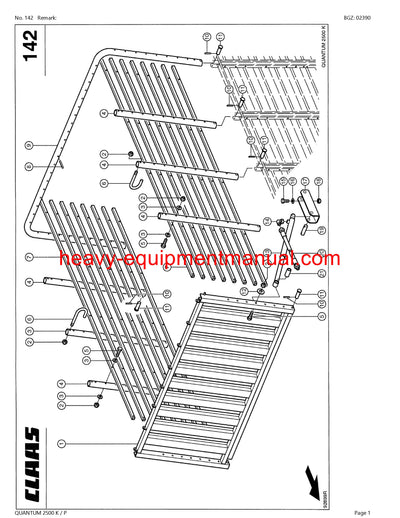 CLAAS QUANTUM 2500 K/P SELF LOADING WAGON PARTS CATALOG MANUAL SN 61302198-61302318