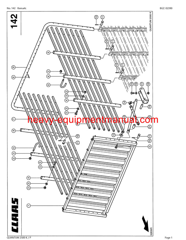 CLAAS QUANTUM 2500 K/P SELF LOADING WAGON PARTS CATALOG MANUAL SN 61302198-61302318