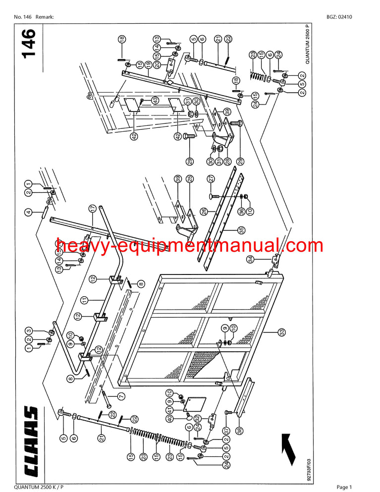 PDF Claas 2500 K/P Quantum Self Loading Wagon Parts Manual