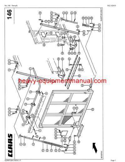CLAAS QUANTUM 2500 K/P SELF LOADING WAGON PARTS CATALOG MANUAL SN 61302198-61302318