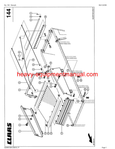 CLAAS QUANTUM 2500 K/P SELF LOADING WAGON PARTS CATALOG MANUAL SN 61302198-61302318