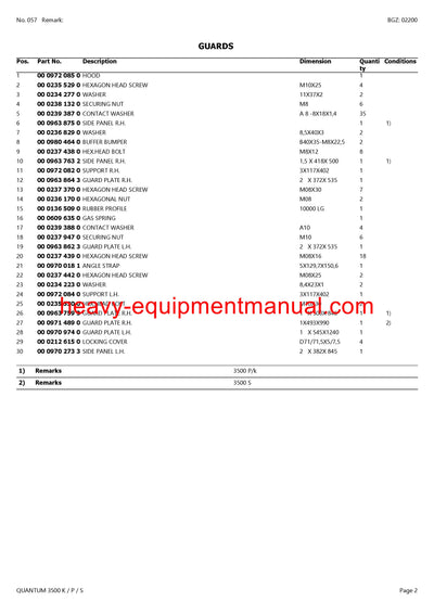 CLAAS QUANTUM 3500 K/P/S SELF LOADING WAGON PARTS CATALOG MANUAL SN 61101001-61199999