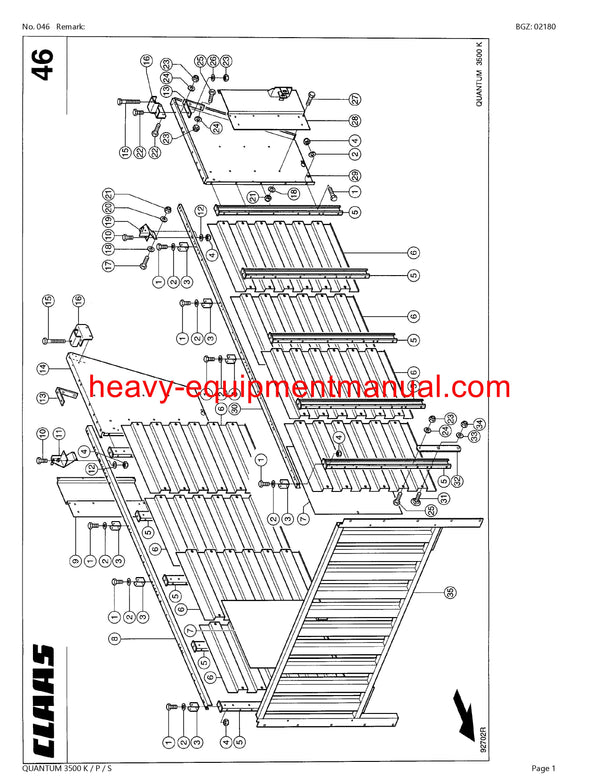 CLAAS QUANTUM 3500 K/P/S SELF LOADING WAGON PARTS CATALOG MANUAL SN 61001001-61099999