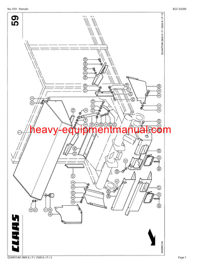 CLAAS QUANTUM 3800 K/P/3500 K P S SELF LOADING WAGON PARTS CATALOG MANUAL SN 61301001-61399999