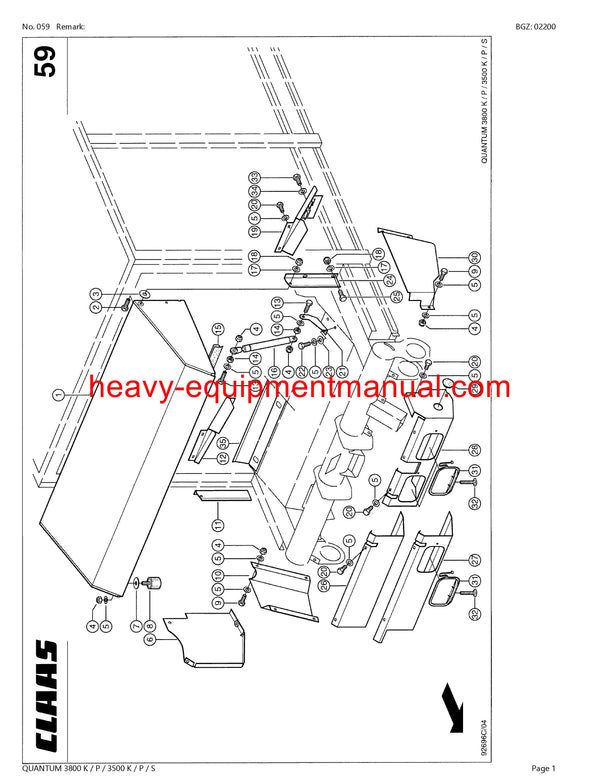CLAAS QUANTUM 3800 K/P/3500 K P S SELF LOADING WAGON PARTS CATALOG MANUAL SN 61301001-61399999