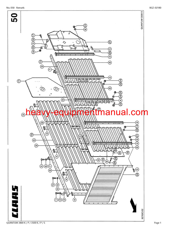 CLAAS QUANTUM 3800 K/P/3500 K P S SELF LOADING WAGON PARTS CATALOG MANUAL SN 61301001-61399999