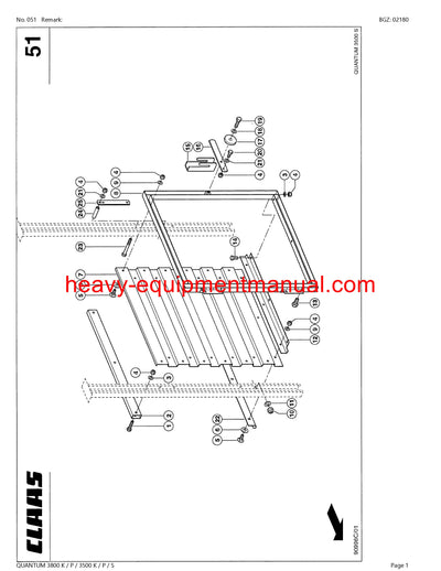 CLAAS QUANTUM 3800 K/P/3500 K P S SELF LOADING WAGON PARTS CATALOG MANUAL SN 61301001-61399999