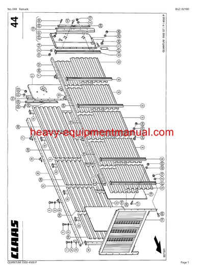 CLAAS QUANTUM 5500-4500 P SELF LOADING WAGON PARTS CATALOG MANUAL SN 69801001-69899999