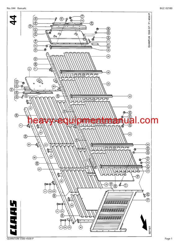 CLAAS QUANTUM 5500-4500 P SELF LOADING WAGON PARTS CATALOG MANUAL SN 69801001-69899999