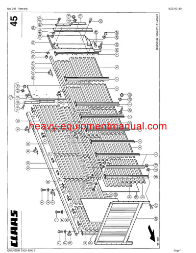 CLAAS QUANTUM 5500-4500 S SELF LOADING WAGON PARTS CATALOG MANUAL SN 69701001-69799999