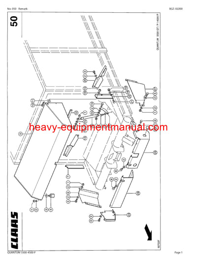 CLAAS QUANTUM 5500-4500 P SELF LOADING WAGON PARTS CATALOG MANUAL SN 69801001-69899999