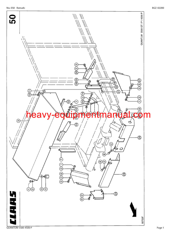 CLAAS QUANTUM 5500-4500 P SELF LOADING WAGON PARTS CATALOG MANUAL SN 69801001-69899999