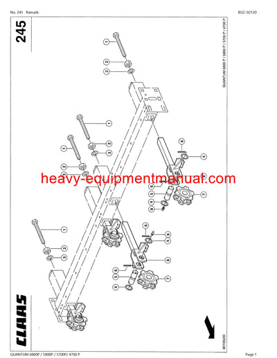 CLAAS QUANTUM 6800P/5800P/5700P/4700P SELF LOADING WAGON PARTS CATALOG MANUAL SN 61502467-61599999