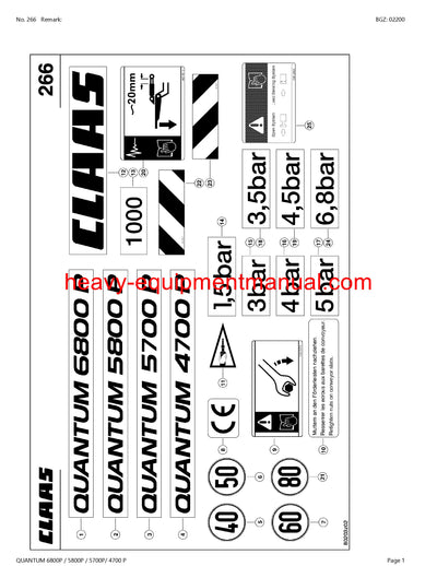 CLAAS QUANTUM 6800P/5800P/5700P/4700P SELF LOADING WAGON PARTS CATALOG MANUAL SN 61502467-61599999