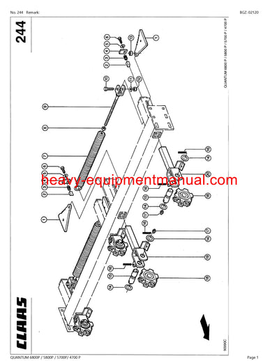 CLAAS QUANTUM 6800P/5800P/5700P/4700P SELF LOADING WAGON PARTS CATALOG MANUAL SN 61502467-61599999