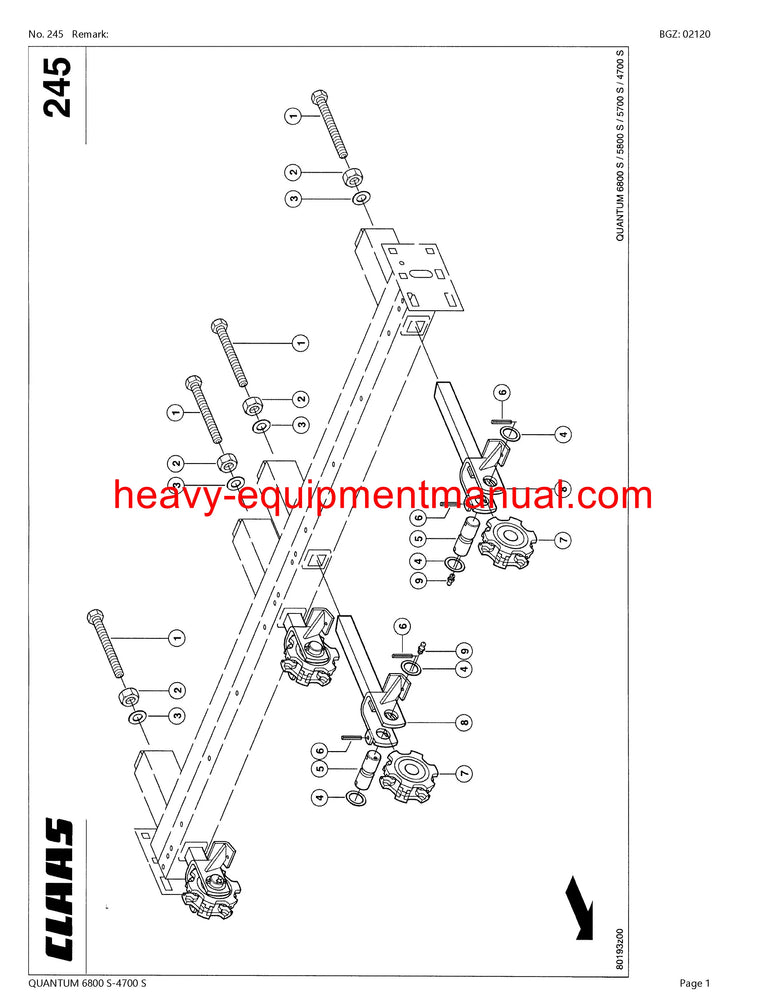 PDF Claas 6800S - 4700S Quantum Self Loading Wagon Parts Manual