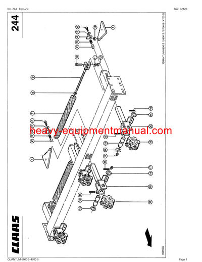 CLAAS QUANTUM 6800S-4700S SELF LOADING WAGON PARTS CATALOG MANUAL SN 61402394-61499999