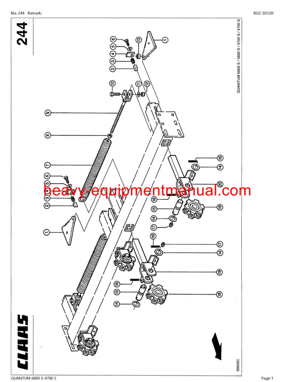 CLAAS QUANTUM 6800S-4700S SELF LOADING WAGON PARTS CATALOG MANUAL SN 61402394-61499999