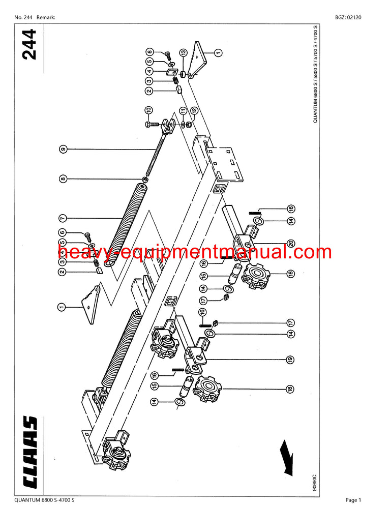 PDF Claas 6800S - 4700S Quantum Self Loading Wagon Parts Manual