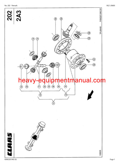 CLAAS RANGER 940 GX TELEHANDLER PARTS CATALOG MANUAL SN 50800011-50800094