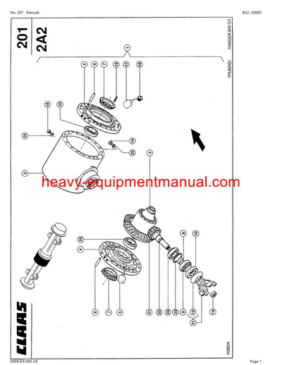CLAAS RANGER 940 GX TELEHANDLER PARTS CATALOG MANUAL SN 50800011-50800094