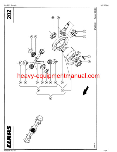 CLAAS RANGER 945 GX TELEHANDLER PARTS CATALOG MANUAL SN 50800095-50899999