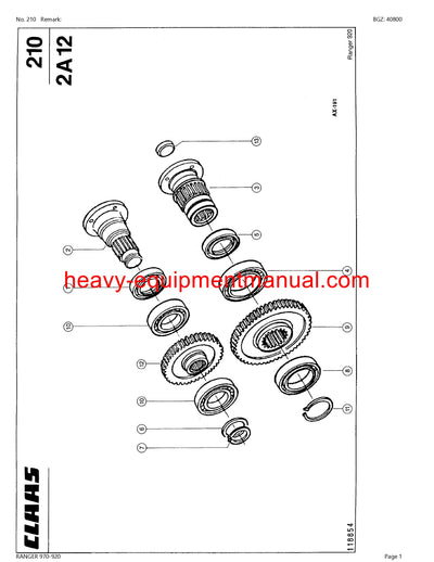 CLAAS RANGER 970-920 TELEHANDLER PARTS CATALOG MANUAL SN 51000011-51000257