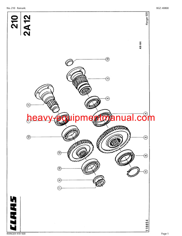 CLAAS RANGER 970-920 TELEHANDLER PARTS CATALOG MANUAL SN 51000011-51000257