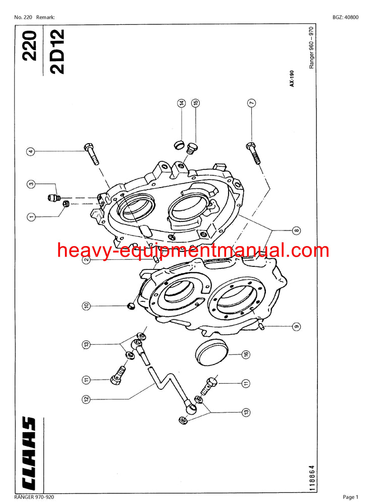 PDF Claas 970 - 920 Ranger Telehandler Parts Manual