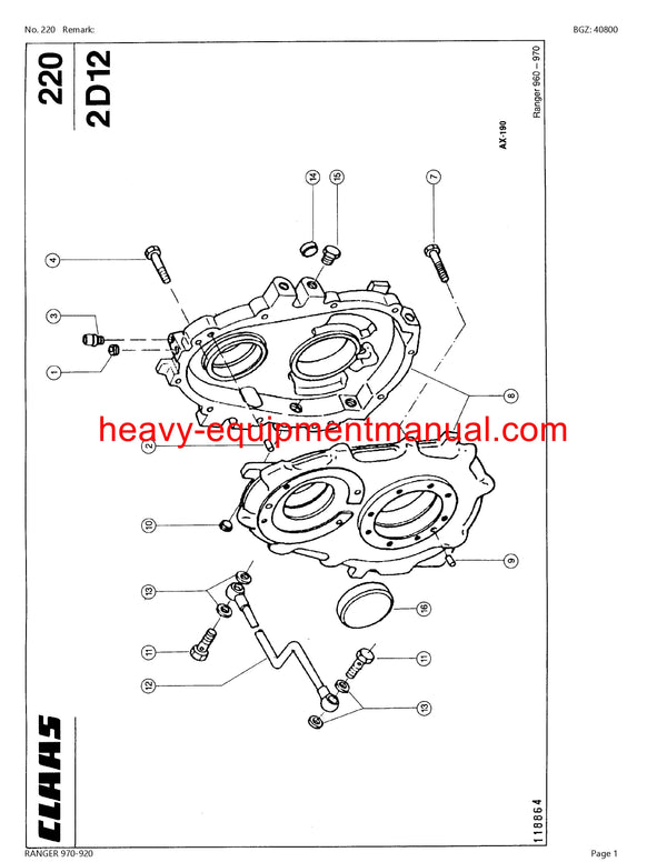 CLAAS RANGER 970-920 TELEHANDLER PARTS CATALOG MANUAL SN 51000011-51000257
