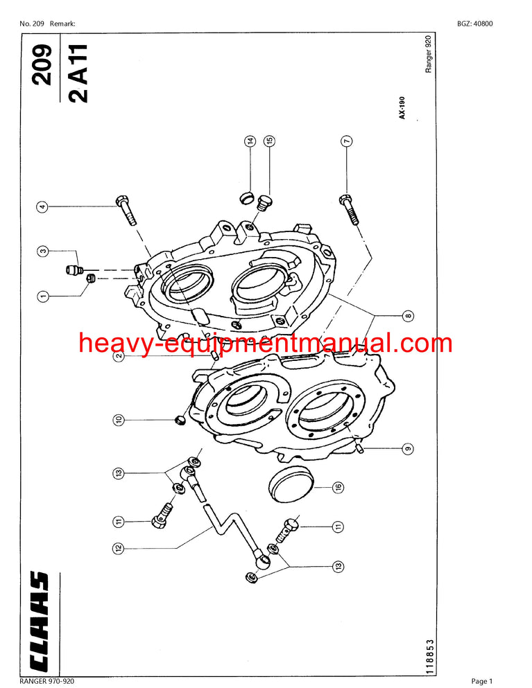 PDF Claas 970 - 920 Ranger Telehandler Parts Manual