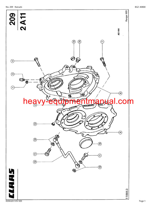 CLAAS RANGER 970-920 TELEHANDLER PARTS CATALOG MANUAL SN 51600011-51600386
