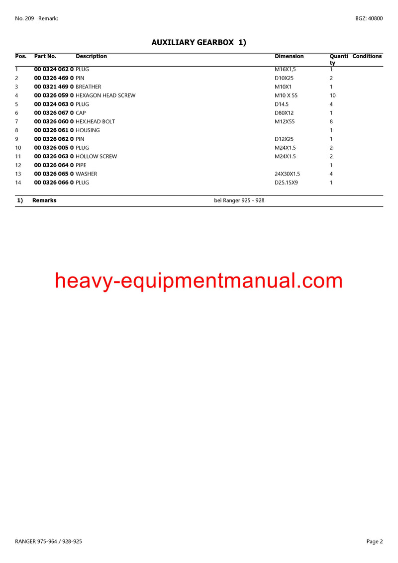 PDF Claas 975 - 964, 928 - 925 Ranger Telehandler Parts Manual PDF Claas 975 - 964, 928 - 925 Ranger Telehandler Parts Manual