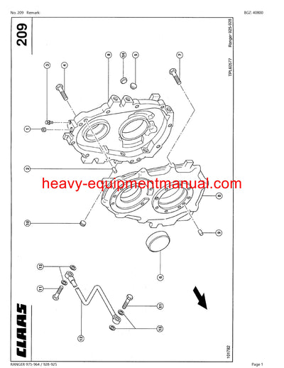 CLAAS RANGER 975-964,928-925 TELEHANDLER PARTS CATALOG MANUAL SN 51600387-51699999