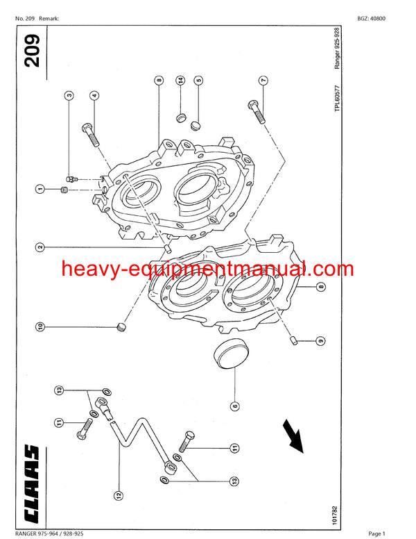CLAAS RANGER 975-964,928-925 TELEHANDLER PARTS CATALOG MANUAL SN 51600387-51699999