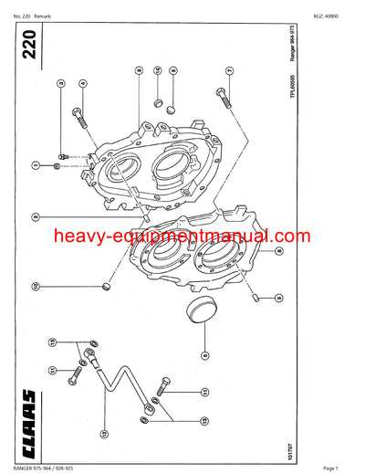 CLAAS RANGER 975-964,928-925 TELEHANDLER PARTS CATALOG MANUAL SN 51600387-51699999