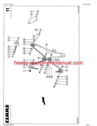 CLAAS ROLLANT 160 / 66 BALER PARTS CATALOG MANUAL SN 00800001-00899999