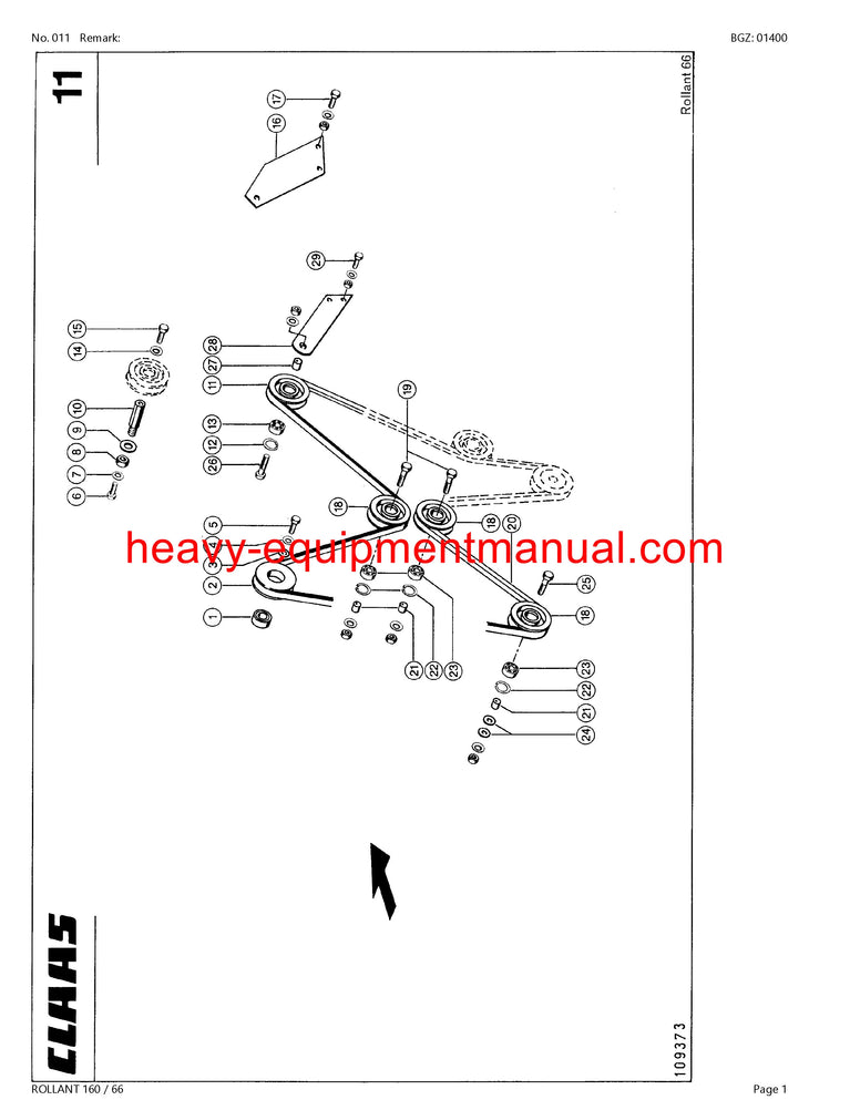 CLAAS ROLLANT 160 / 66 BALER PARTS CATALOG MANUAL SN 0080000100899999