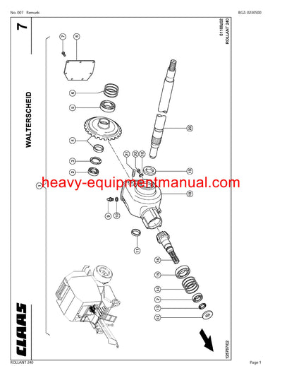 CLAAS ROLLANT 240 BALER PARTS CATALOG MANUAL SN 74900011-74999999