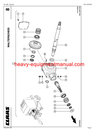 PDF Claas 240 Rollant Baler Parts Manual