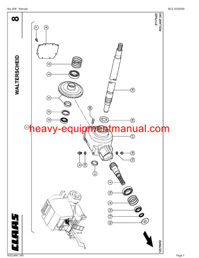 CLAAS ROLLANT 240 BALER PARTS CATALOG MANUAL SN 74900011-74999999