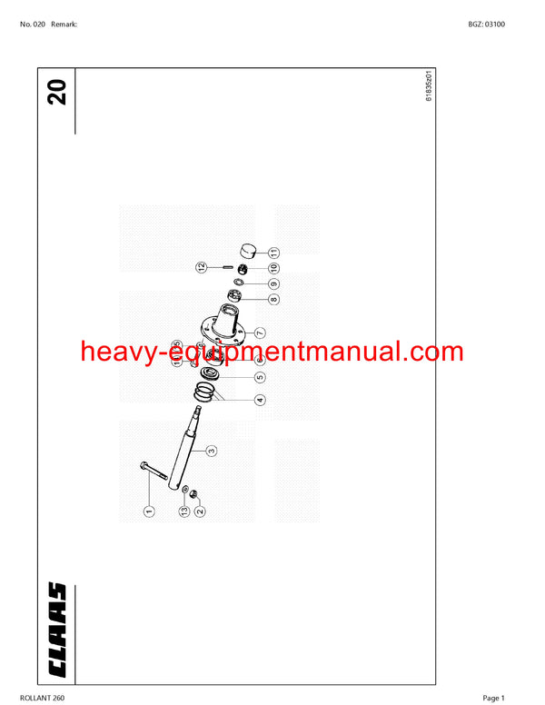 CLAAS ROLLANT 260 BALER PARTS CATALOG MANUAL SN 76500011-76599999